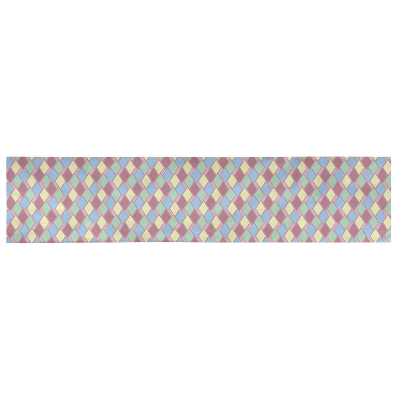 Chemin de table diamants rétro Avicia, 73,5 po x 17,5 po, Rose / Orange, Coton