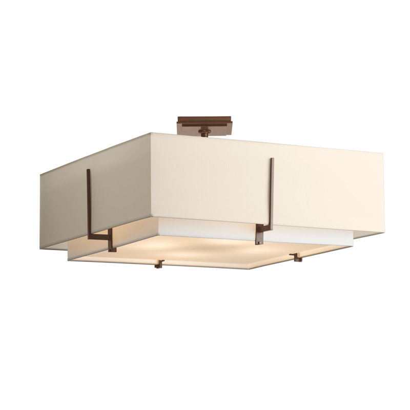 Exos 4 - Light 24.6" Semi Flush Mount, Bronze, Natural Linen