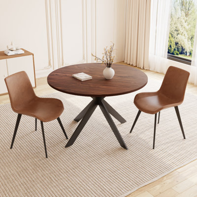 Eilee Wood and Faux Leather Dining Table Set