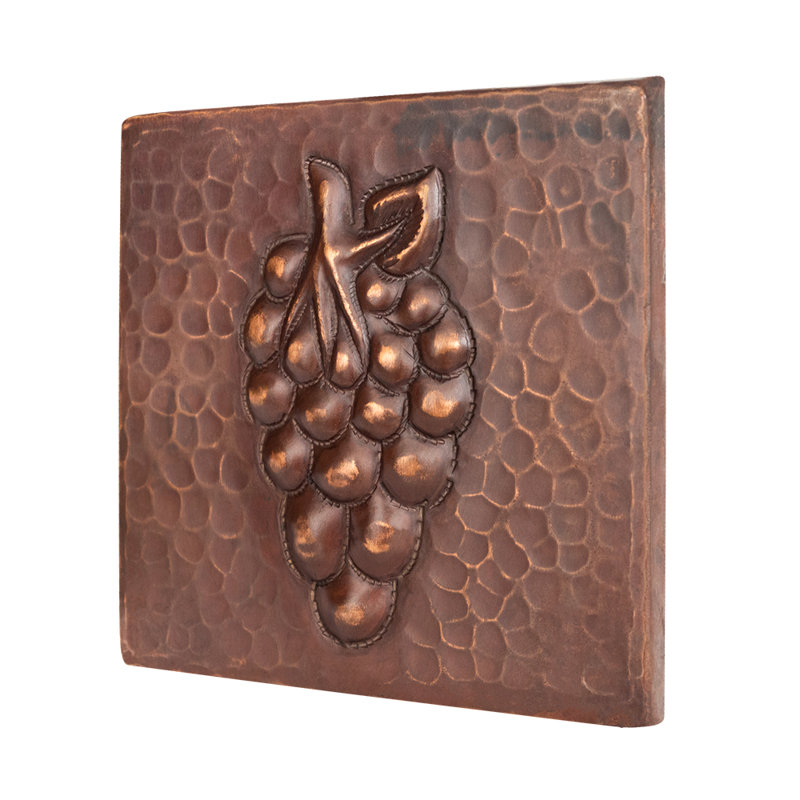 4" x 4" Hammered Copper Grape Tile