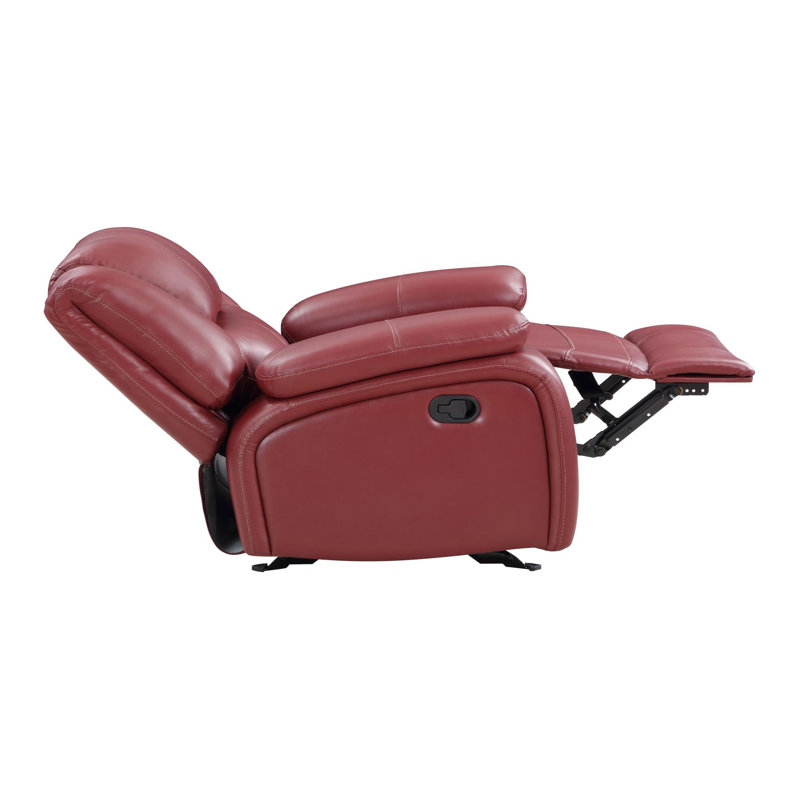 Fauteuil inclinable et oscillant rembourré noir, Similicuir rouge