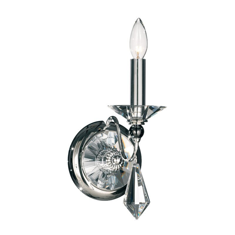 Jasmine 1 - Light Candle Wall Light, Polished Silver / Optic Clear