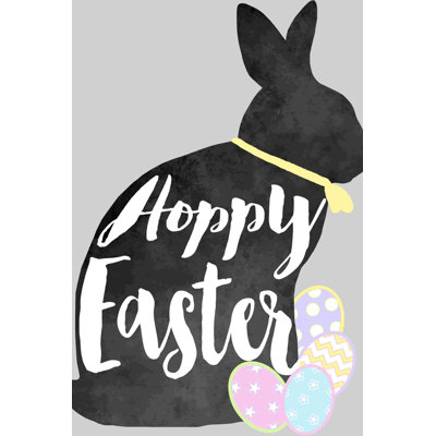 «Happy Easter Eggs And Bun», art textuel sur toile tendue