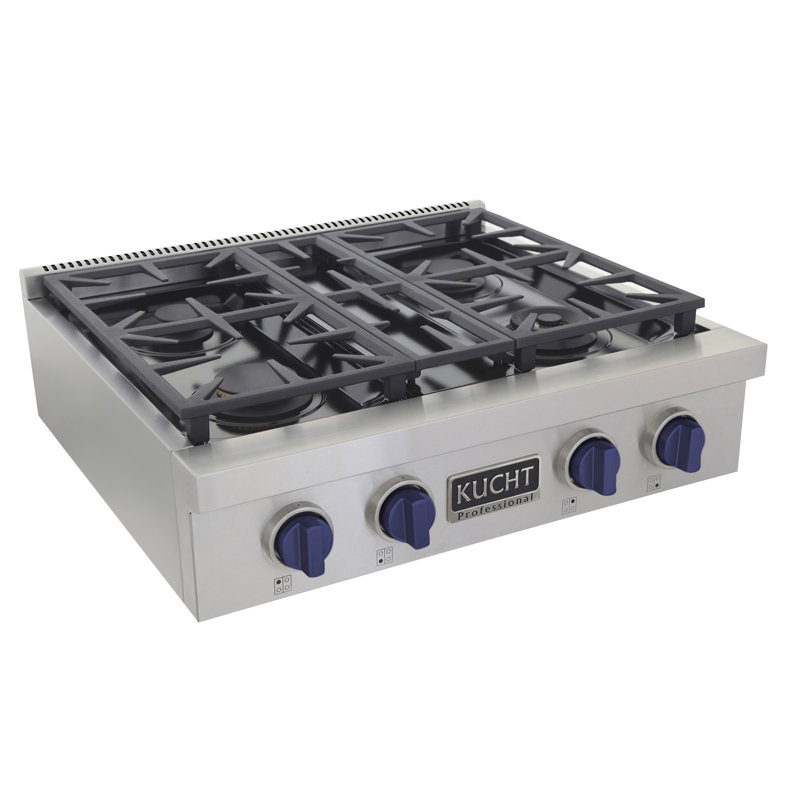 30" 4 Burner Cooktop, Liquid Propane, Royal Blue