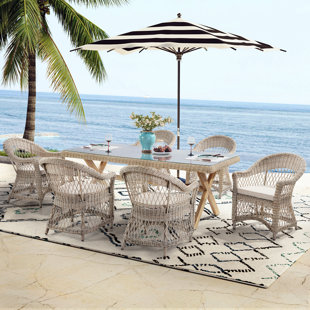 Cascade 6 - Person Rectangular Outdoor Dining Set With Grey Cushions