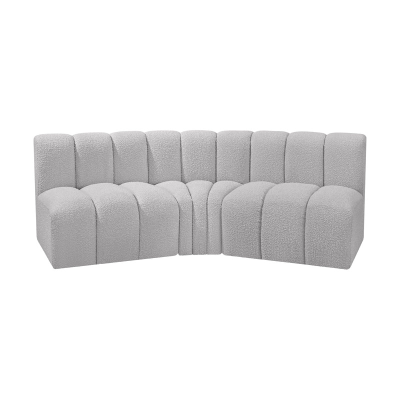 Canapé et méridienne rembourrés Hyoung, Tissu gris bouclé