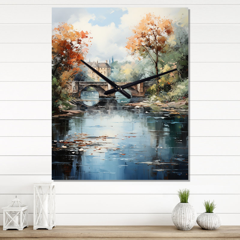 Horloge murale moderne avec paysage beige, Très grand