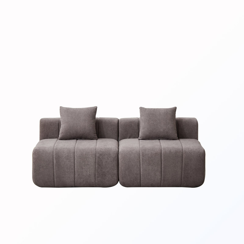 Canapé modulaire 2 places avec 2 coussins, Grey Chenille