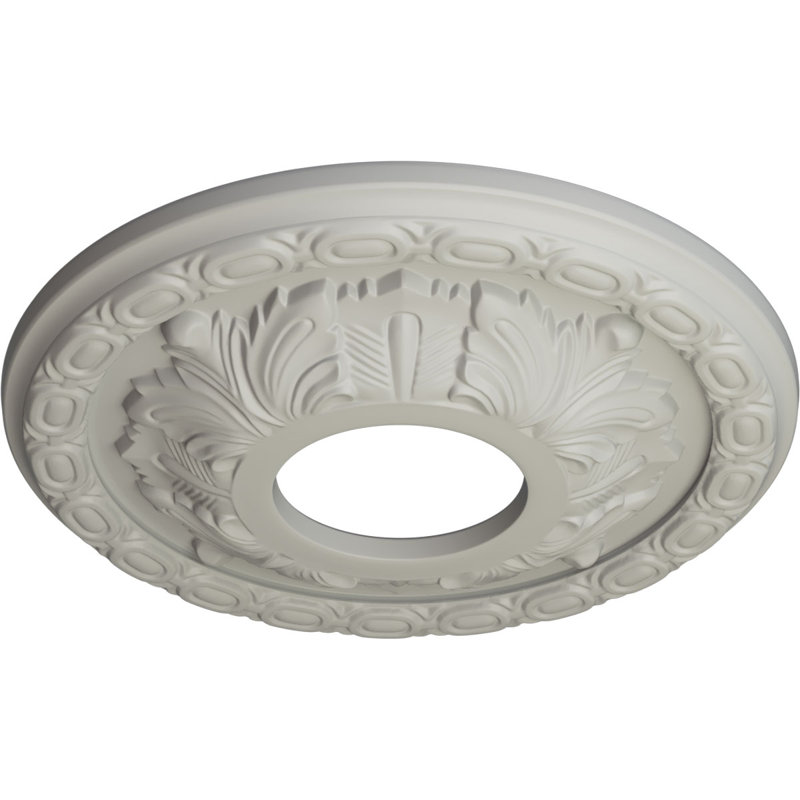 Médaillon de plafond H 11,375 po x l 11,375 po x P 1,125 feuilles, Pot de crème