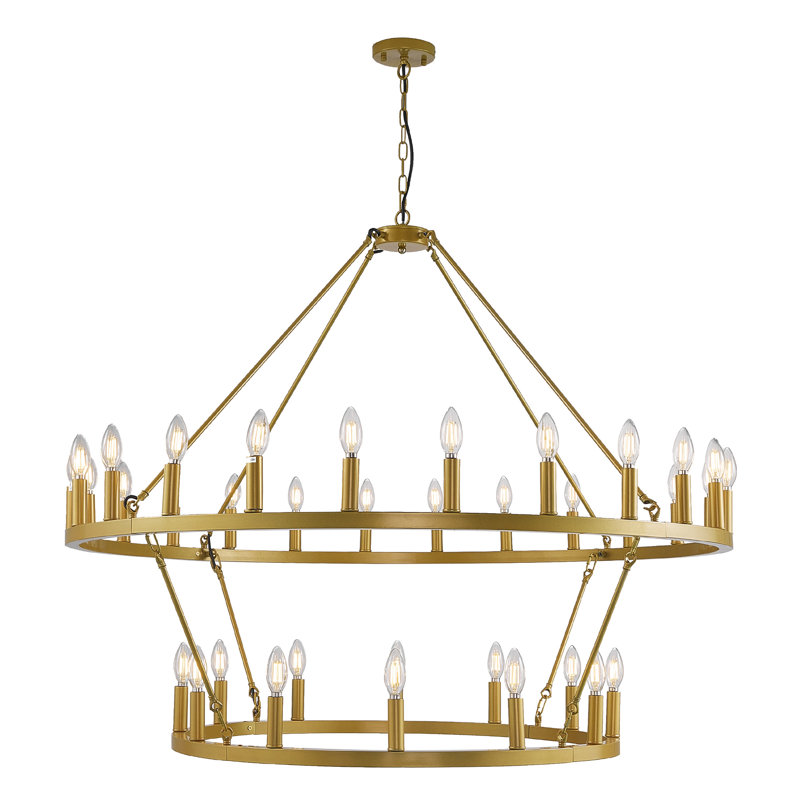 Tianga 36 - Light Dimmable Wagon Wheel Chandelier, Gold