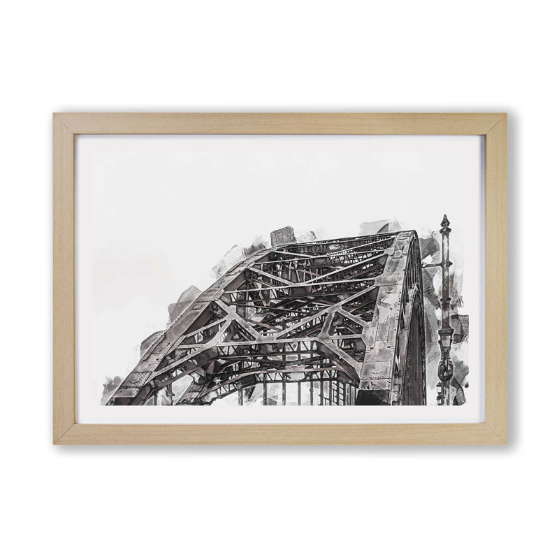 Tyne Bridge In Gateshead Newcastle - Single Picture Frame Painting, Oak, 24cm H x 33cm W x 2cm D