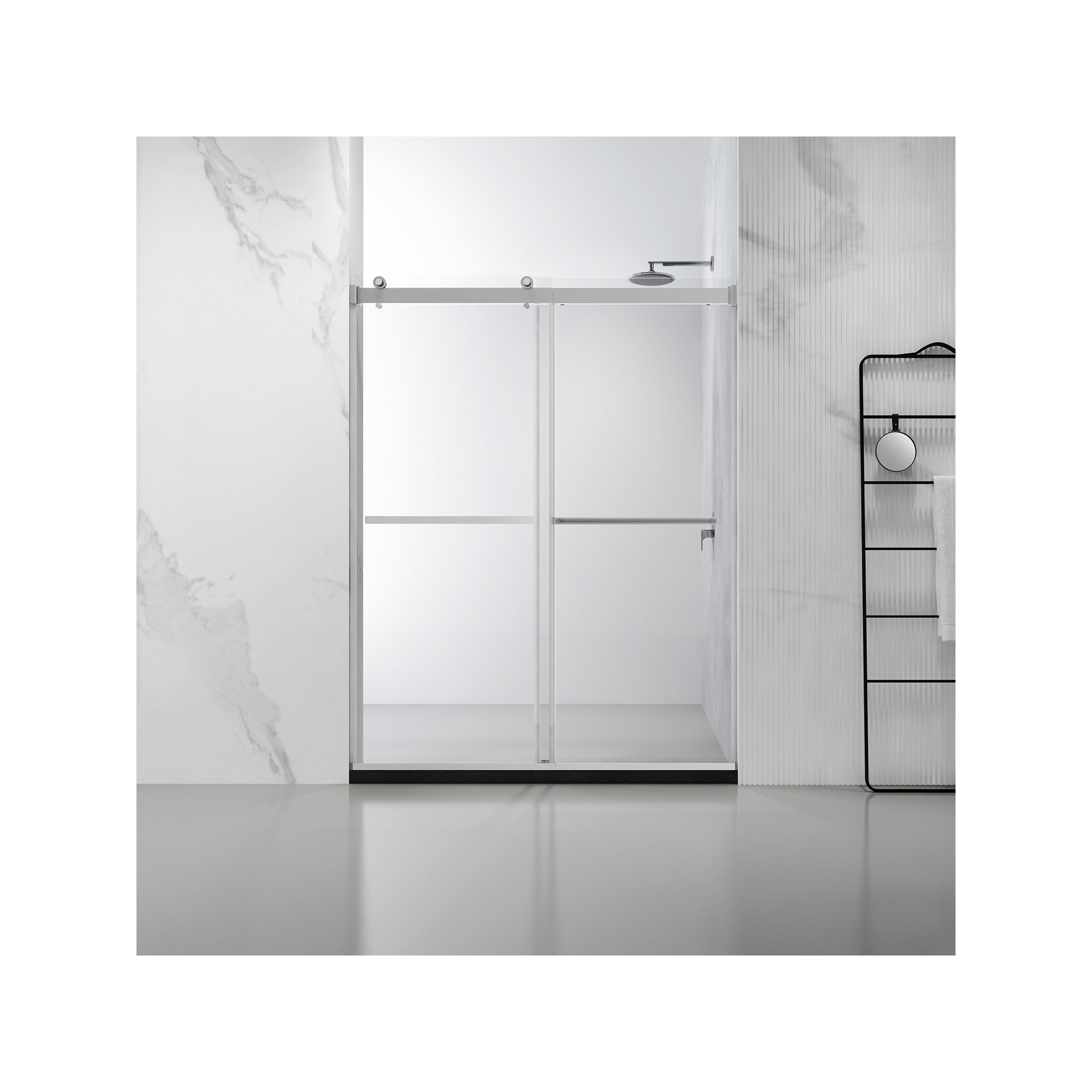 Spezia 60'' - 64'' W x 76'' H Double Added Door Frameless Shower Door, Chrome