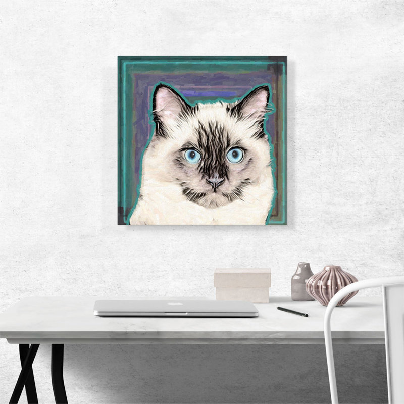 " Balinese Cat Breed Teal ", 18" H x 18" W x 0.75" D