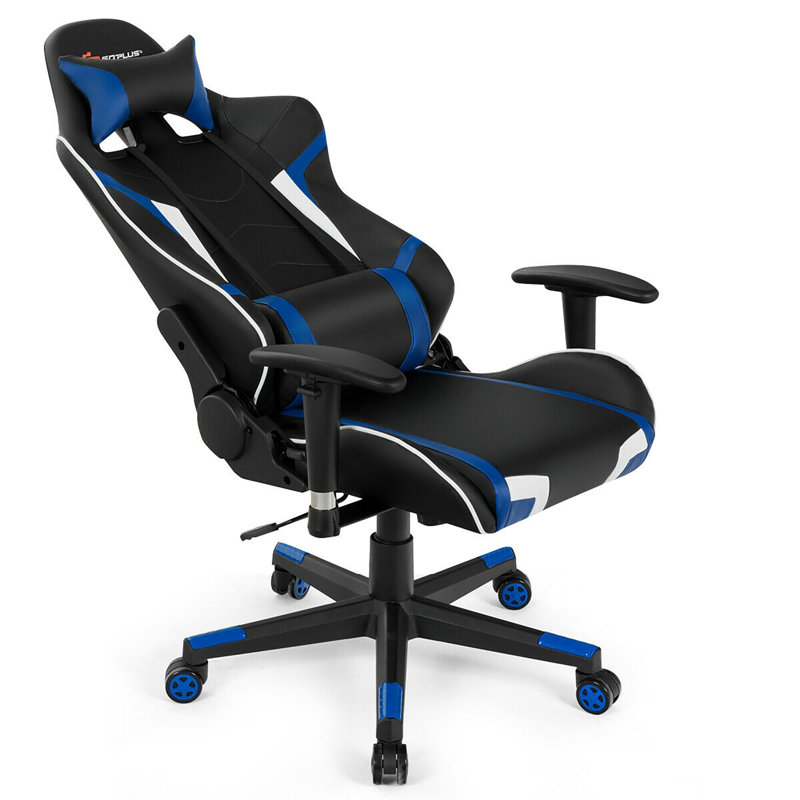 Ebern Designs Adjustable Reclining Ergonomic Swiveling PC & Racing Game Chair, Blue