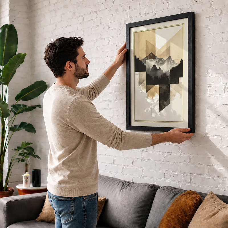 Fragmented Mountain Modern - Framed Print, A4 - 29.7 x 21.0 cm, Unframed