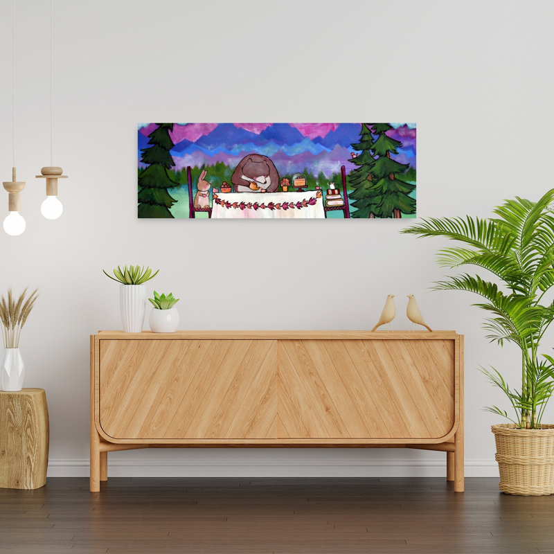 «Whimsical Forest Tea Party Abstract Contemporary Christmas Tree», art mural, H 12 po x l 36 po