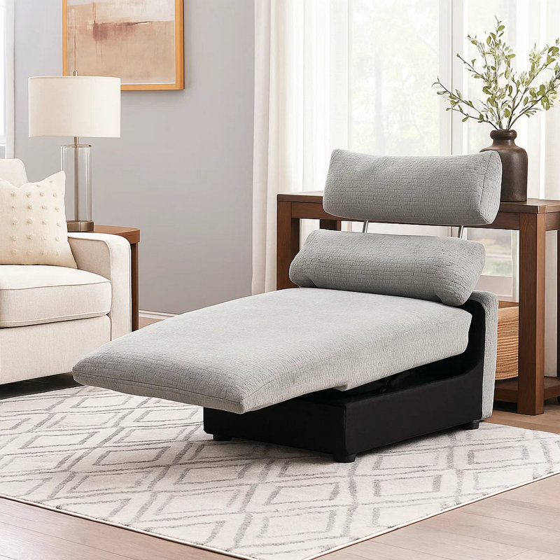Fauteuil inclinable électrique Falo, chenille gris clair