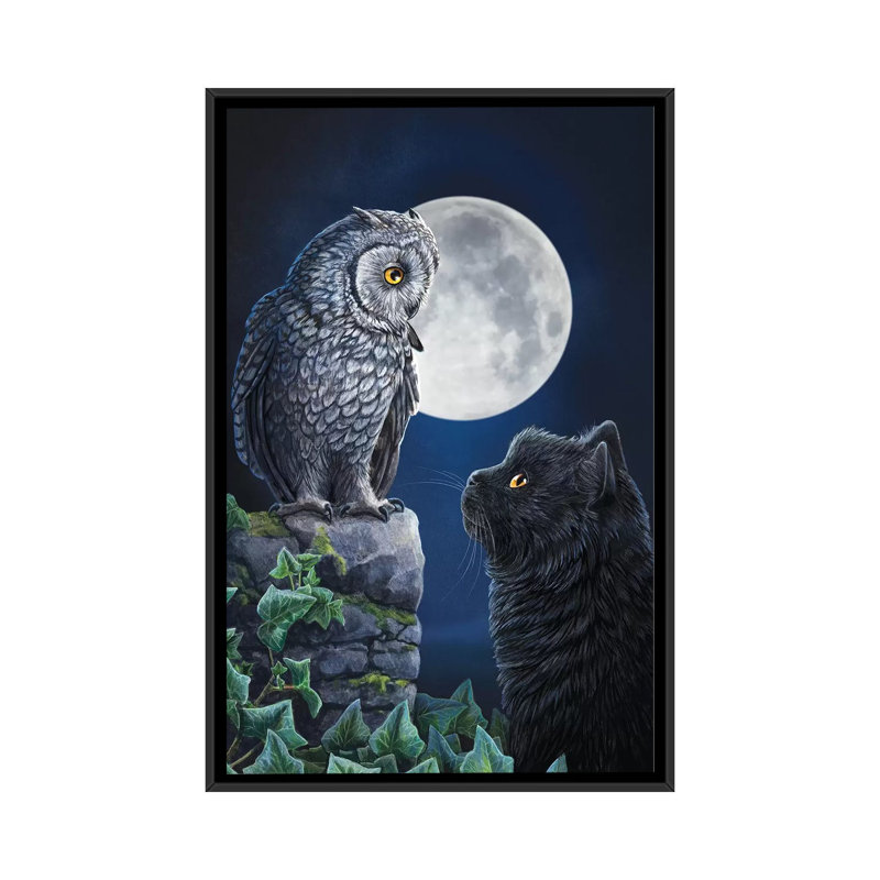 «Purrfect Wisdom» par Lisa Parker - reproduction d'art sur toile tendue, H 26 po x l 18 po x P 1,5 po, Toile avec cadre noir