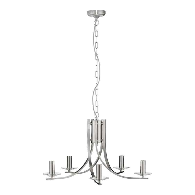 Pamelia 5 - Light Candle Style Chandelier, Satin Silver