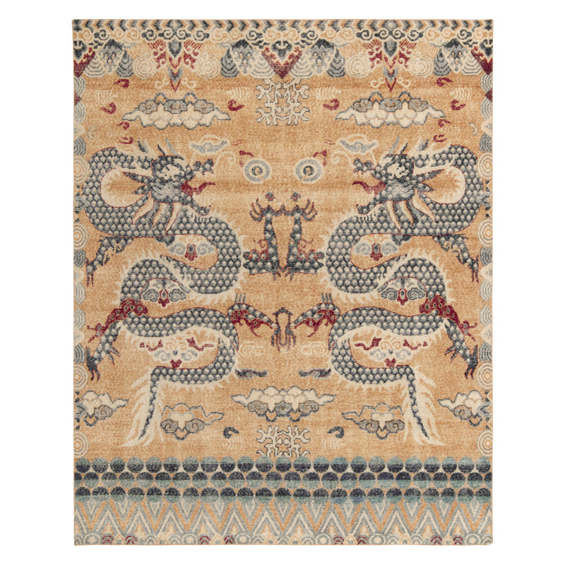 Distressed Homage Hand Knotted Wool Animal Print Area Rug, Rectangle 9' x 12'