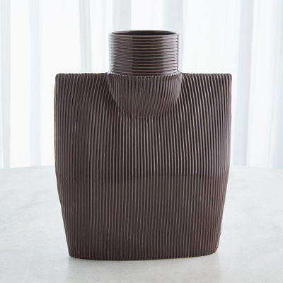 Ribbed Collar Vase-Plum-Sm