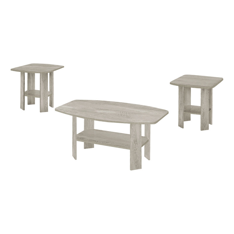 Ensemble de table, ensemble de 3 pièces, café, bout, côté, décor, salon, stratifié gris, transitionnel, Gris