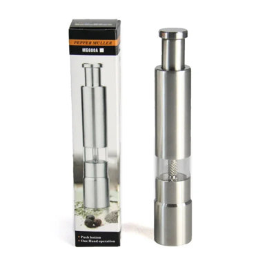 Spice Grinder Stainless Steel Thumb Push Mill for Salt and Pepper Seasoning