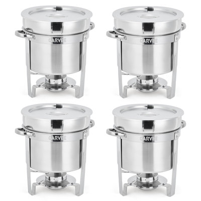 Ensemble de 4 réchauds à soupe 7QT en acier inoxydable avec couvercles et porte-combustible