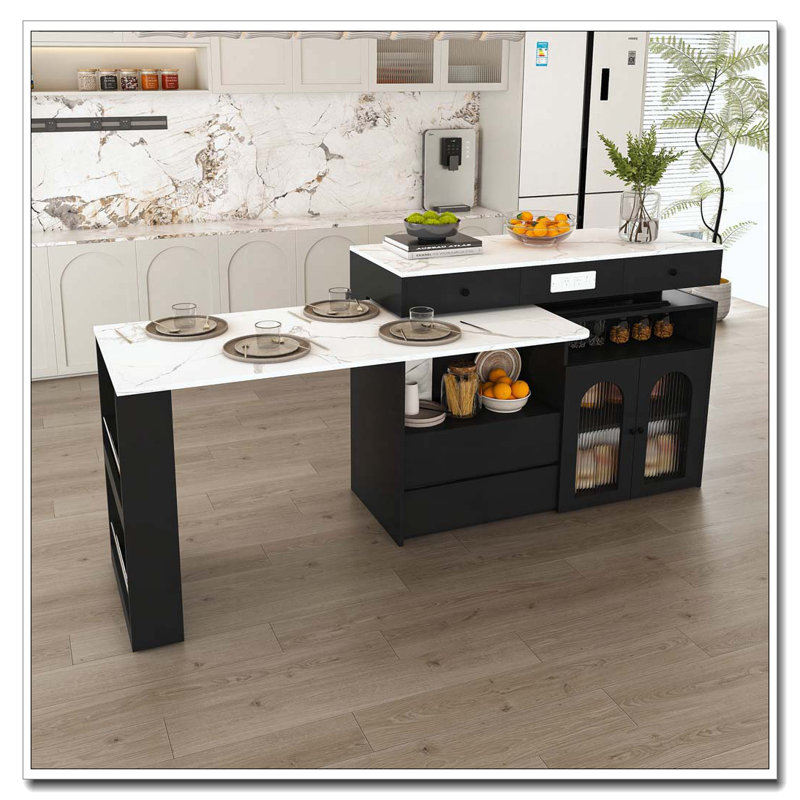 Îlot de cuisine avec table rotative et extensible