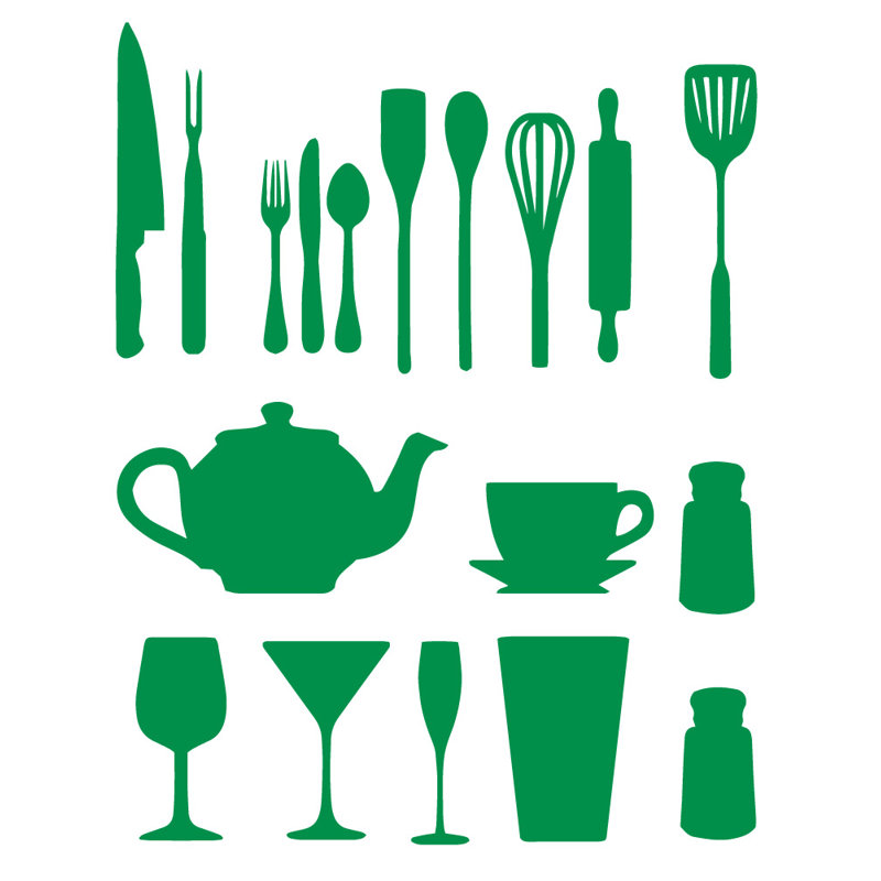 Décalcomanie murale de cuisine, Vert clair, H 51 po x l 40 po x P 0,01 po