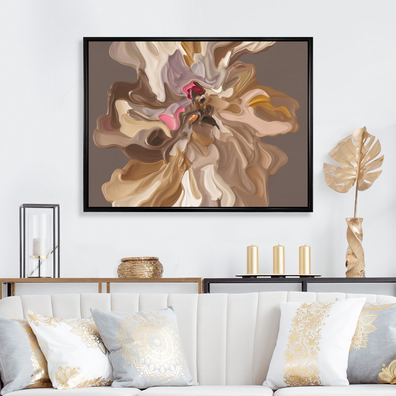 «Pink Mystery Awakening I», art mural abstrait sur toile, H 30 po x l 40 po x P 1,5 po, Cadre flottant noir