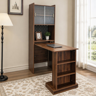 Folding Desk with Storage, Space-Saving Foldable Computer Desk for Small Spaces, Writing Study Table for Home Office, Bedroom, Dorm, Apartment