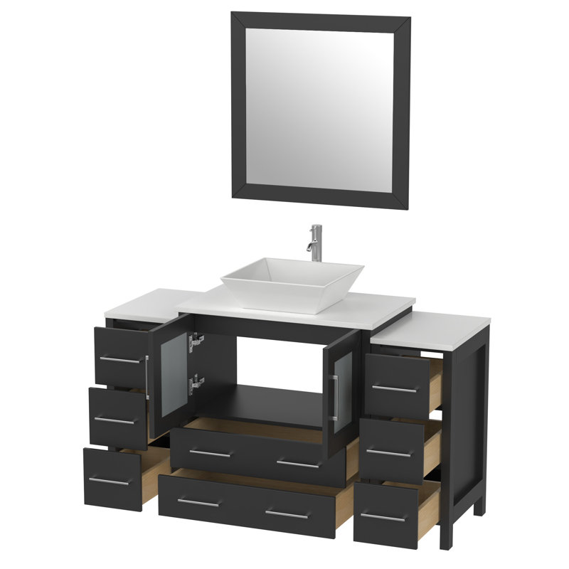  54" Single Bathroom Vanity Set with Mirror, Espresso