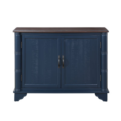 40" Console Table With Removable Storage For Hallway, Navy Blue And Brown Hallway Furniture Adjustable Shelves -
