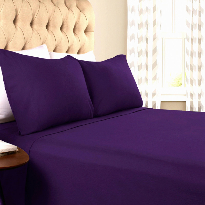 Purple Plush Flannel Full Sheet Set