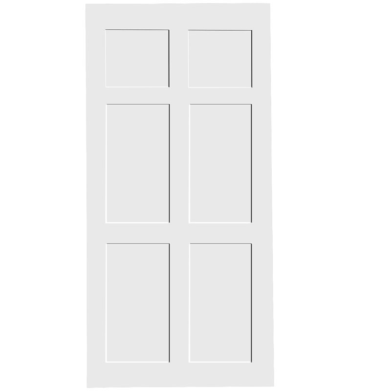 Six panneaux de porte à six panneaux, une quincaillerie coulissante pour porte de grange de 6,6 pi, un guide de plancher réglable et une poignée à tirer, porte à panneaux bricolage non finie, porte de grange intérieure moderne, imperméable