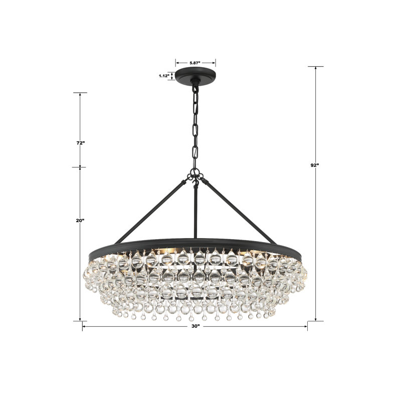 Lustre à niveaux 6 lumières Eulah, Noir mat, H 20 po x l 30 po x P 30 po