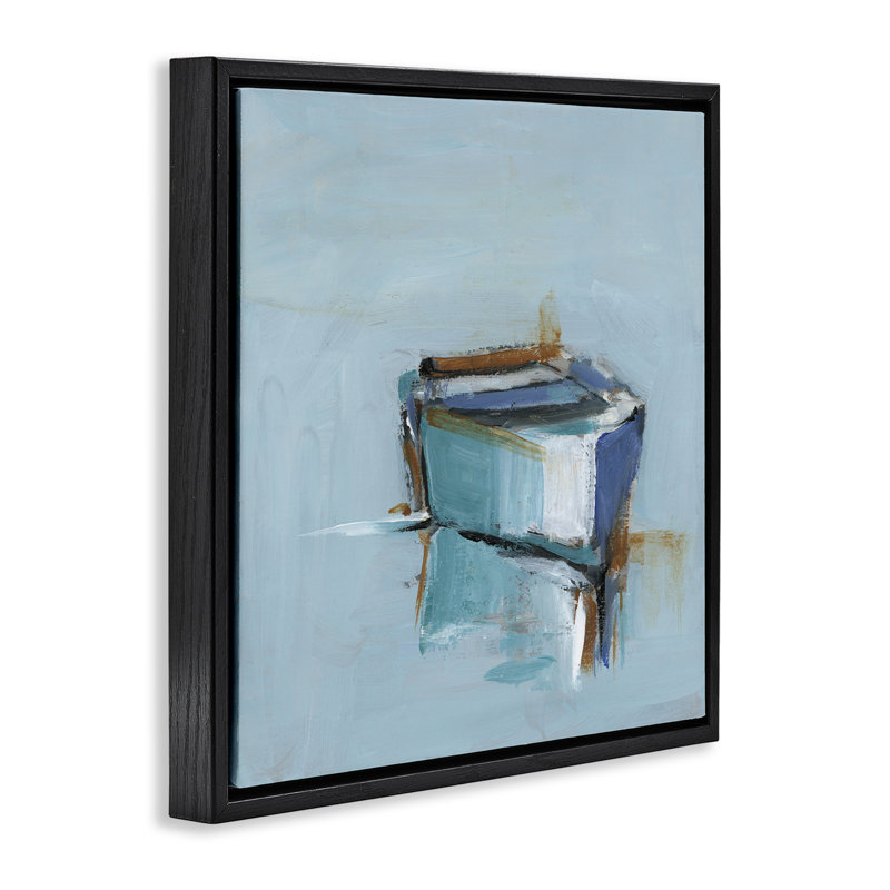 Cadre flottant Calm Water Reflection Boat, design par Ethan Harper, Cadre flottant noir de jais, H 18 po x l 18 po