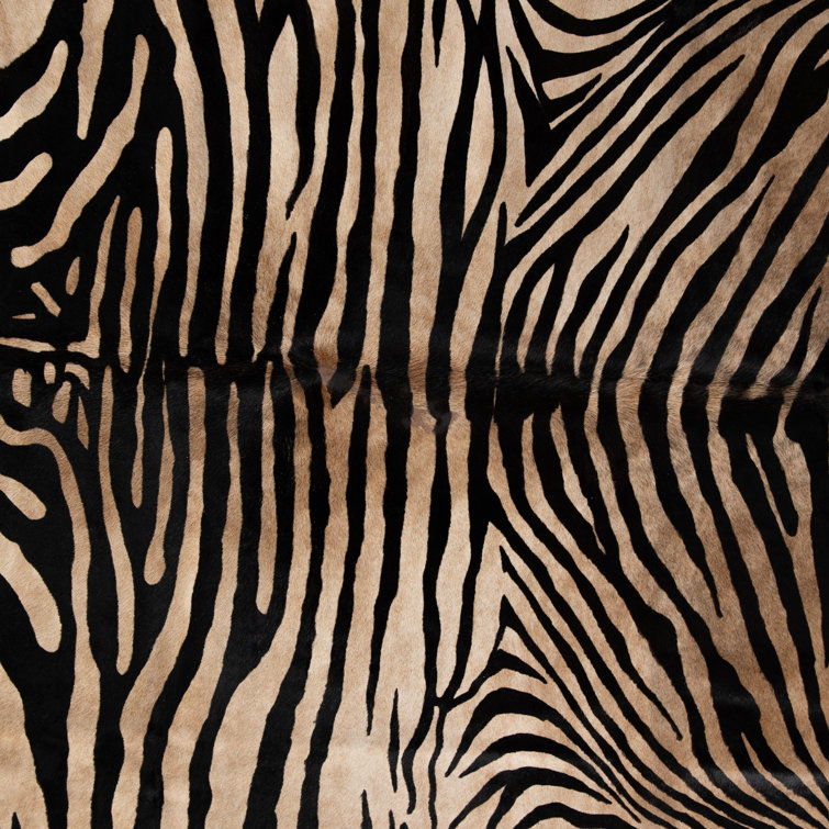 Mateo Cowhide Animal Print Area Rug in Zebra Hair On Hide