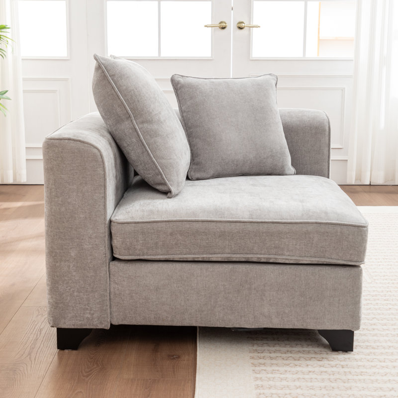 Bennett Upholstered Corner Chair For Modular Sofa, Gray