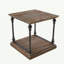 Table de bout carrée, support de bureau en bois massif en métal, table de bout pour le salon avec rangement, table de bout de style campagne moderne, 22,05 x 22,05 x 23,62 po, brun rouge