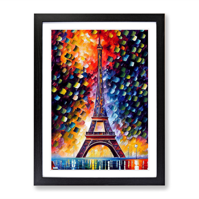 Eiffel Tower In Paris No.3 - Single Picture Frame Print, Black Framed, 64cm H x 46cm W x 2cm D