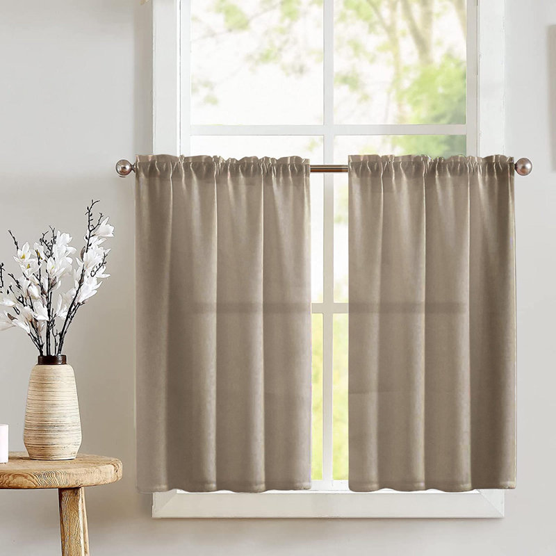 Rideau de café sur mesure l 27 po, Beige