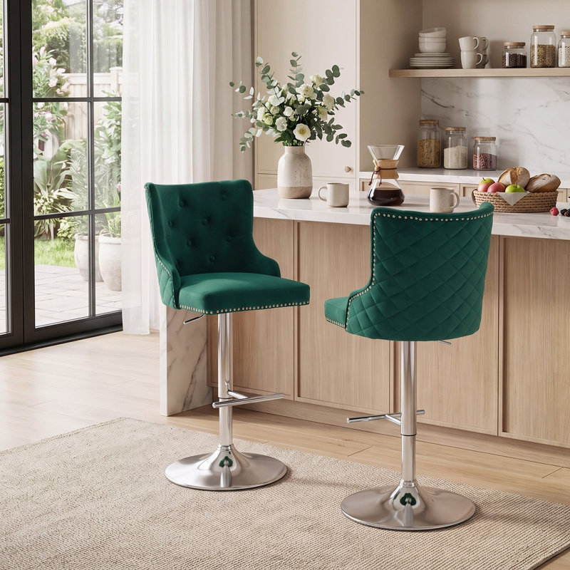 Swivel Upholstered Bar Stool with Steel Frame