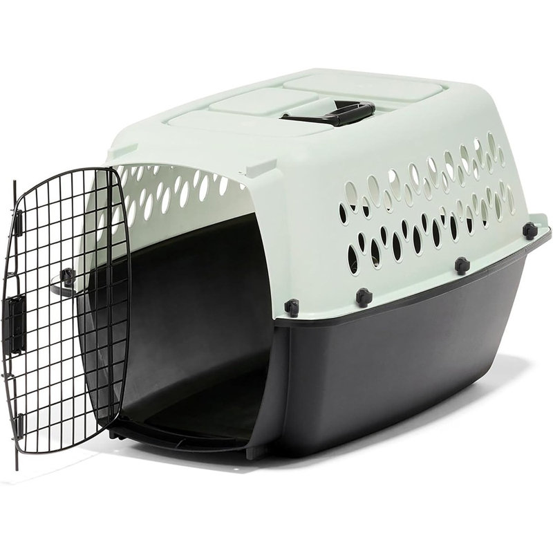 Niche pour chien en plastique durable, turquoise pâle et noir, taille moyenne, transporteur de voyage léger pour la maison et sur le pouce