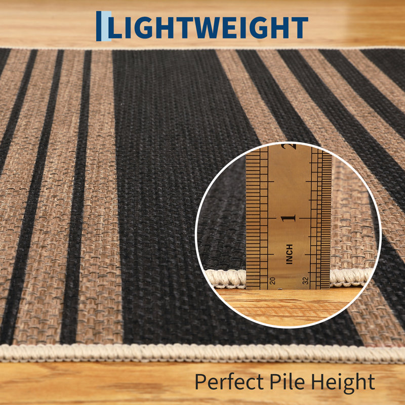 Rectangle Geometric Washable Area Rug, Brown, Rectangle 80 x 150 cm