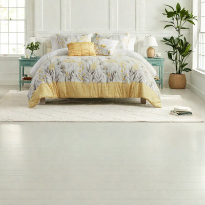 Ensemble de literie Farmhouse Floral, polyester confortable, jaune double / grand