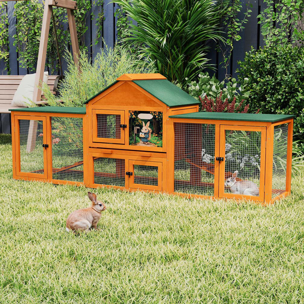 Archie & Oscar™ Large Rabbit Hutch with Rest Area, 2 Play Areas, 2 ...