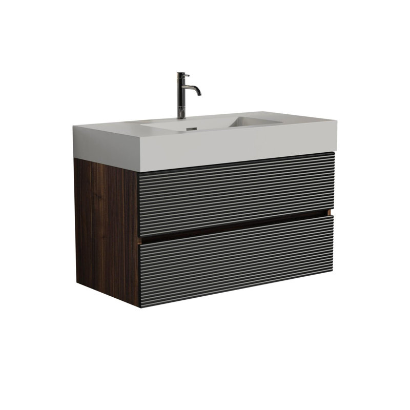 Meuble-lavabo 36 po avec lavabo, Noir, noir, noir, noir, Blanc
