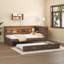 Lit de jour en bois avec tablettes de rangement, USB, DEL et lit gigogne-1975104886